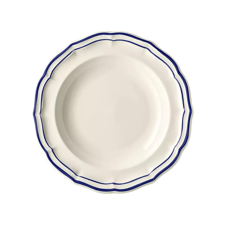 Les Filets Earthenware Rim Soup Plate with Hand-Painted Rim
