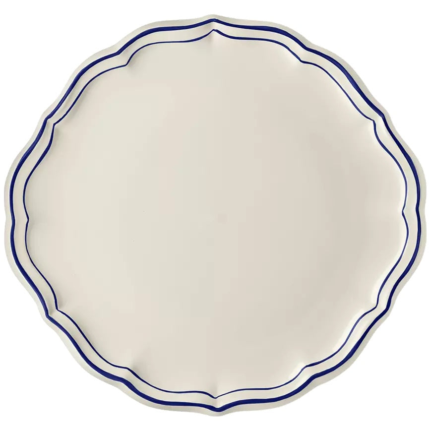 Gien Les Filets | Cake Platter: Fine earthenware with hand-painted rim and smooth, glazed finish, perfect for serving cakes, pastries, or desserts with elegance | Tableware & Serveware / Serving Dishes & Platters | 2Jour Concierge, your luxury lifestyle shop