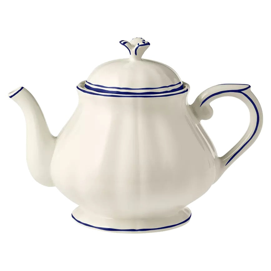 Gien Pivoines Vertes | Teapot: Fine earthenware with hand-painted green floral motif and smooth, glazed finish, perfect for refined tea presentation | Tableware & Serveware / Tea & Coffee Pots | 2Jour Concierge, your luxury lifestyle shop