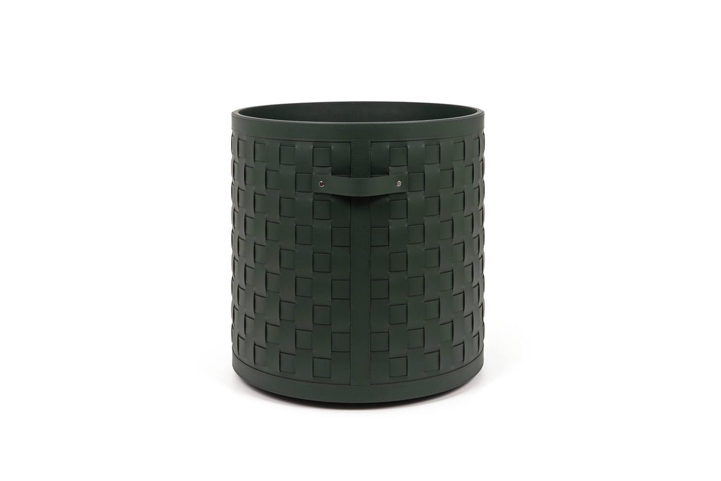 Regenerated Leather-Covered Wood Basket with Wheels