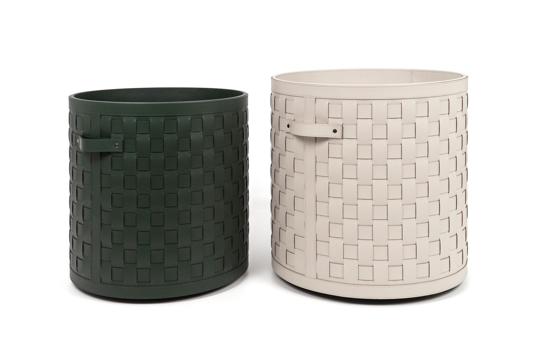 Pinetti wheeled basket | Wooden structure fully covered in regenerated leather — eco-friendly, washable, and highly resistant | Designed with 4 discreet wheels for easy mobility | Ideal for organizing towels, magazines, or other essentials in both indoor and outdoor spaces | A refined and functional storage solution for home, yacht, or SPA use | Home & lifestyle accessories | 2Jour Concierge, your luxury lifestyle shop
