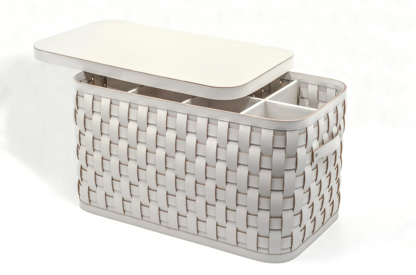 Pinetti shoe basket | Handwoven basket made from regenerated leather — eco-friendly, washable, and resistant for outdoor use | Designed to store up to 8 pairs of shoes | A stylish and practical solution for yachts, SPAs, or personal spaces | Home & lifestyle accessories | 2Jour Concierge, your luxury lifestyle shop