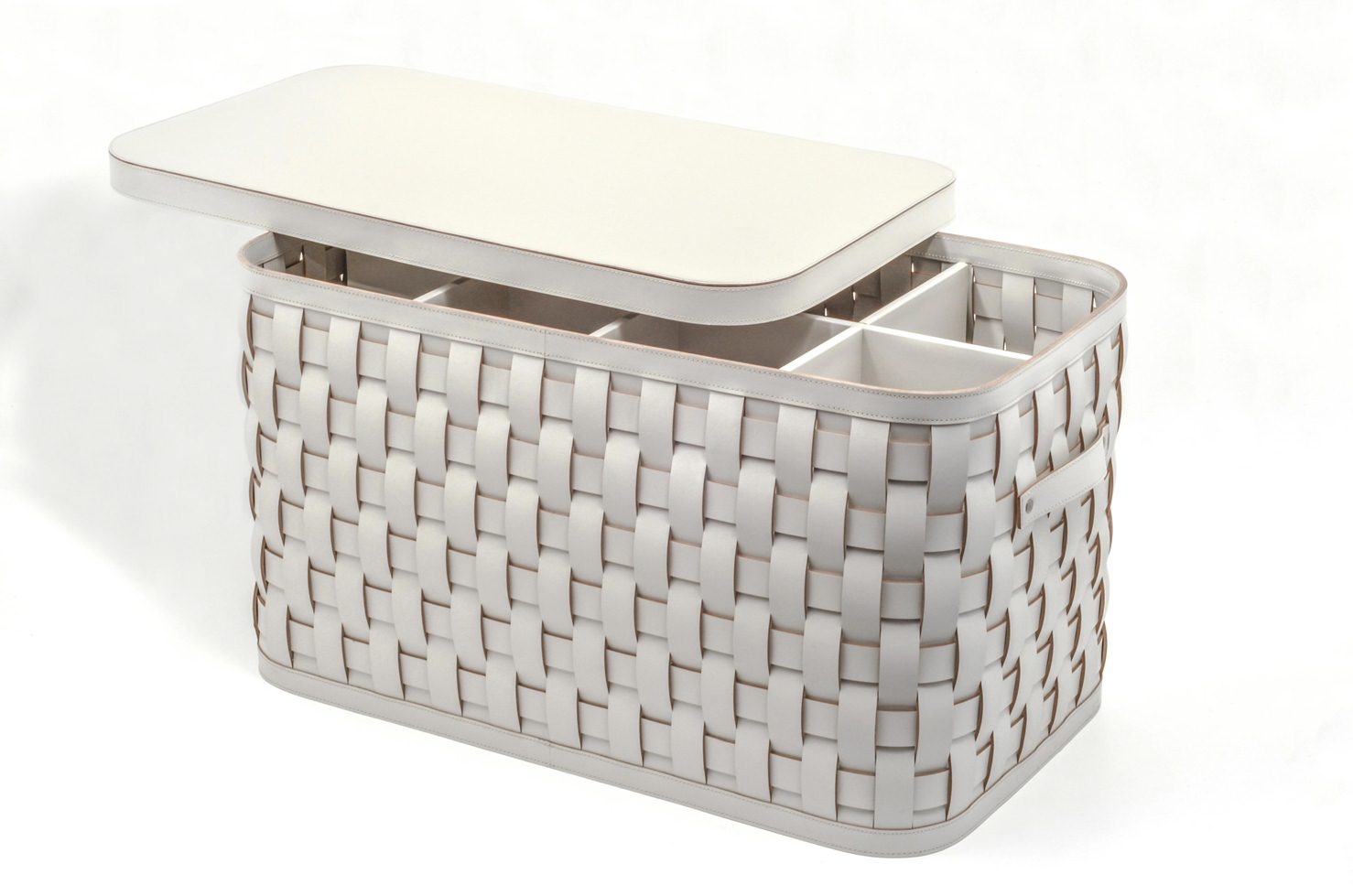 Pinetti shoe basket | Handwoven basket made from regenerated leather — eco-friendly, washable, and resistant for outdoor use | Designed to store up to 8 pairs of shoes | A stylish and practical solution for yachts, SPAs, or personal spaces | Home & lifestyle accessories | 2Jour Concierge, your luxury lifestyle shop