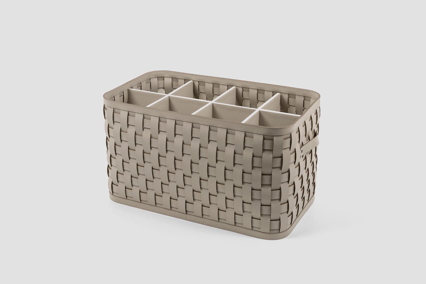Pinetti shoe basket | Handwoven basket made from regenerated leather — eco-friendly, washable, and resistant for outdoor use | Designed to store up to 8 pairs of shoes | A stylish and practical solution for yachts, SPAs, or personal spaces | Home & lifestyle accessories | 2Jour Concierge, your luxury lifestyle shop