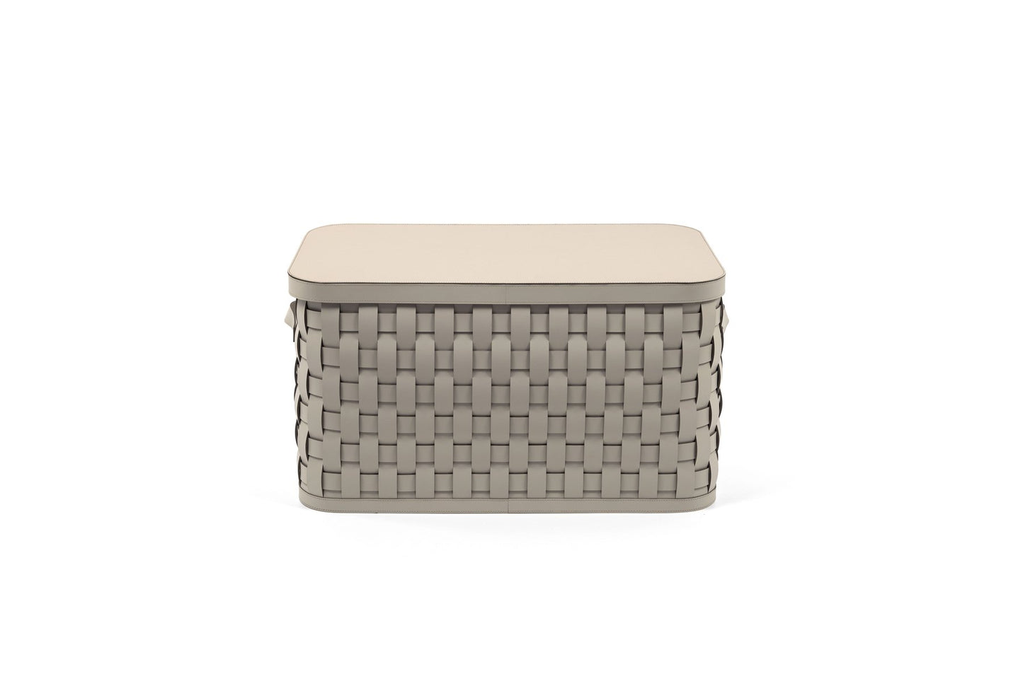 Handwoven Regenerated Leather Basket with Dividers and Lid