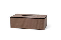 Leather-Covered Wood Tissue Box With Magnetic Closure Lid Rectangular
