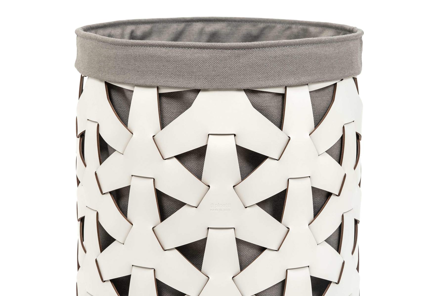 Pinetti Granada basket | Handwoven in eco-friendly, washable, and resistant regenerated leather | Features a removable and washable cotton-linen fabric liner | Suitable for indoor and outdoor use | Ideal as a magazine holder, wood basket, or for storing shoes and towels on yachts, in SPAs, or at home | Available in round or square shapes and various sizes | Home & lifestyle accessories | 2Jour Concierge, your luxury lifestyle shop