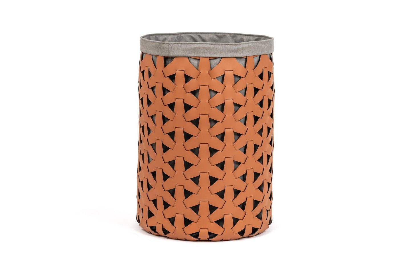 Pinetti Granada basket | Handwoven in eco-friendly, washable, and resistant regenerated leather | Features a removable and washable cotton-linen fabric liner | Suitable for indoor and outdoor use | Ideal as a magazine holder, wood basket, or for storing shoes and towels on yachts, in SPAs, or at home | Available in round or square shapes and various sizes | Home & lifestyle accessories | 2Jour Concierge, your luxury lifestyle shop
