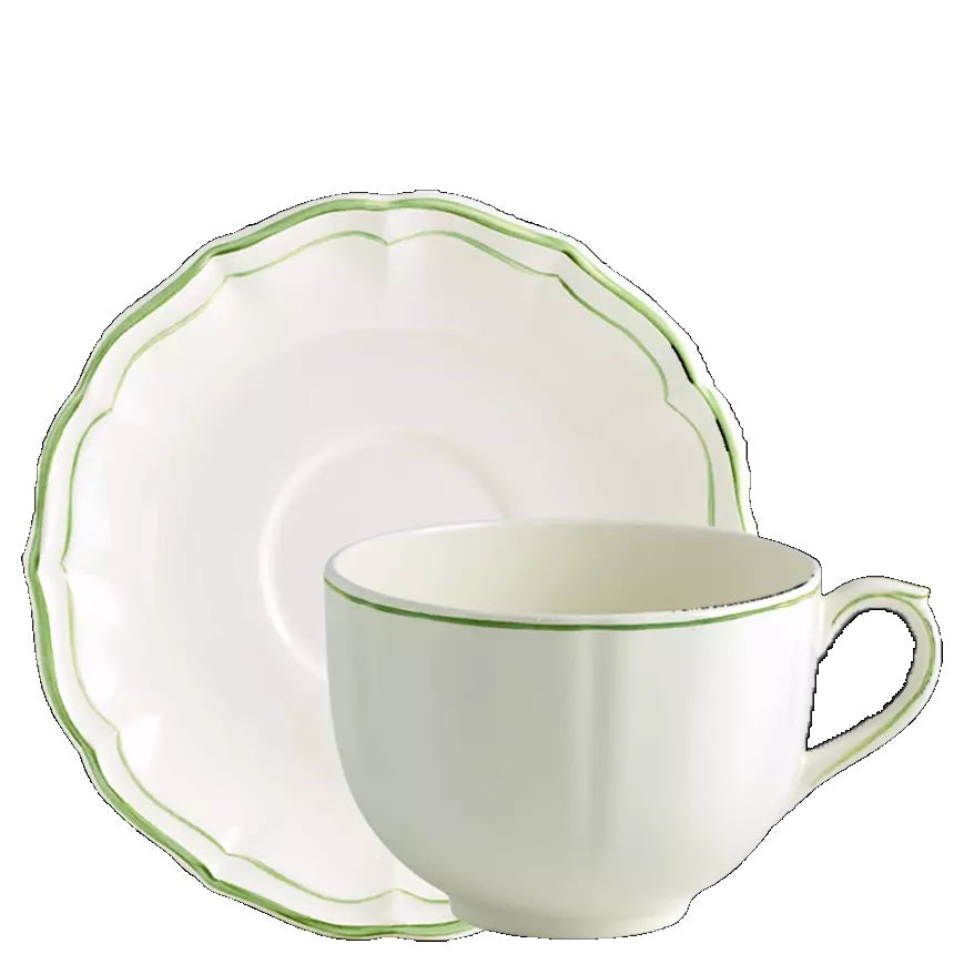 Gien Les Filets | Jumbo Cup & Saucer: Fine earthenware with hand-painted rim and smooth, glazed finish, ideal for generous servings of tea or coffee | Tableware & Serveware / Cups & Mugs | 2Jour Concierge, your luxury lifestyle shop