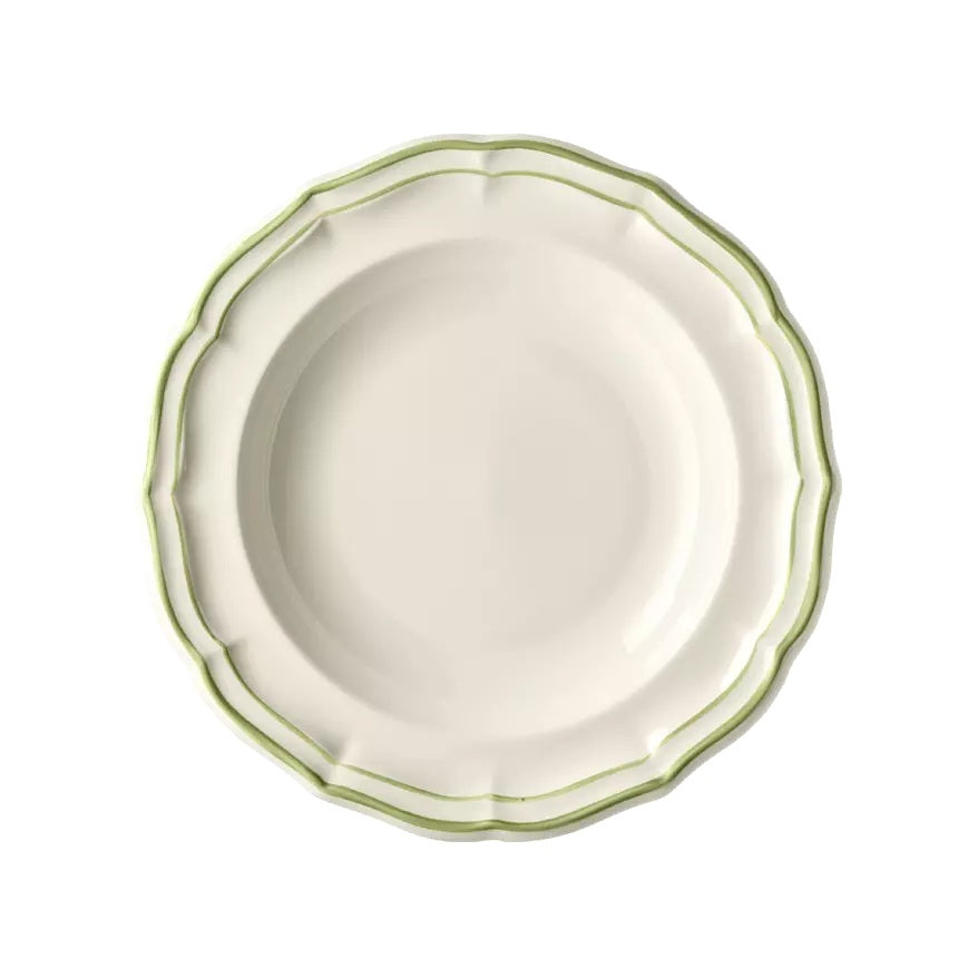 Les Filets Earthenware Rim Soup Plate with Hand-Painted Rim