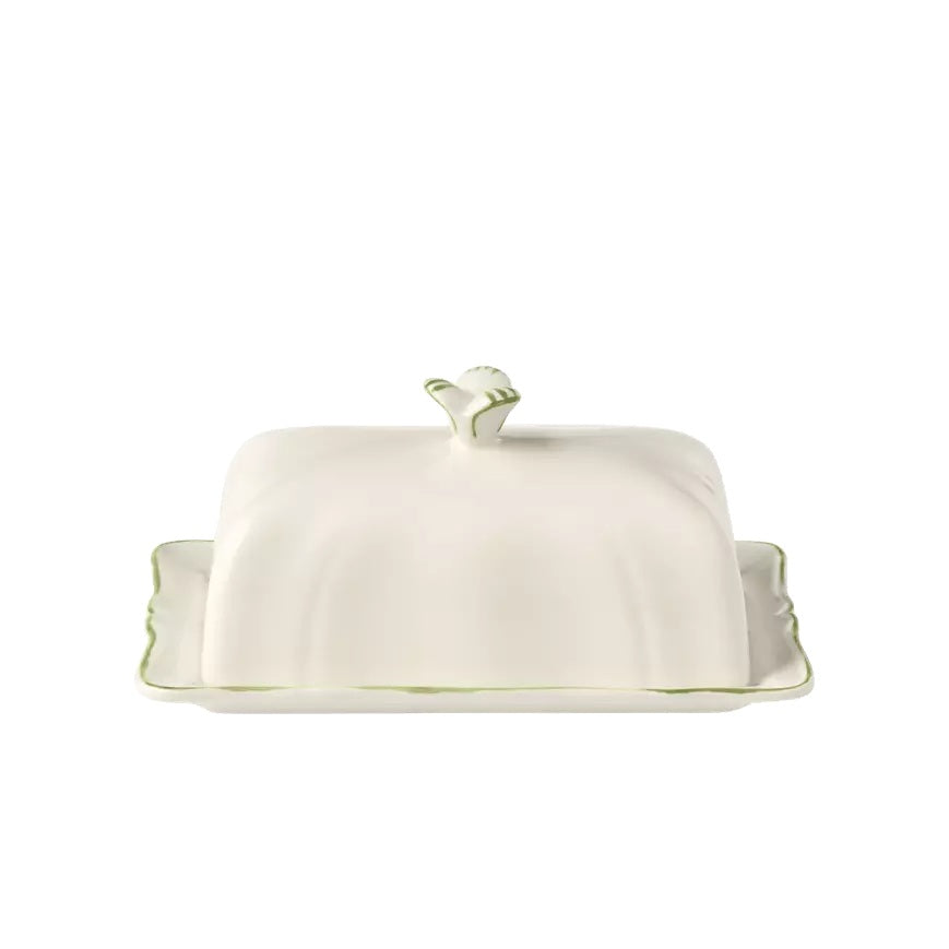Gien Les Filets | Butter Dish: Fine earthenware with hand-painted rim and smooth, glazed finish, perfect for serving and storing butter in elegant style | Tableware & Serveware / Butter Dishes | 2Jour Concierge, your luxury lifestyle shop