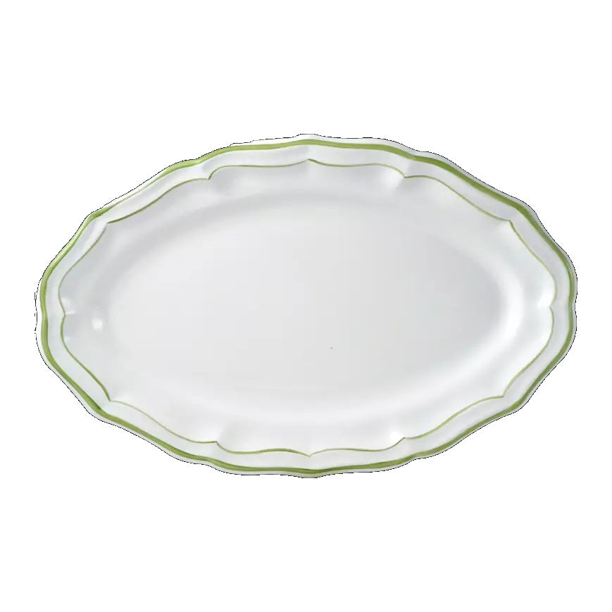 Gien Les Filets | Oval Platter: Fine earthenware with hand-painted rim and smooth, glazed finish, perfect for serving meats, vegetables, or composed dishes | Tableware & Serveware / Serving Dishes & Platters | 2Jour Concierge, your luxury lifestyle shop
