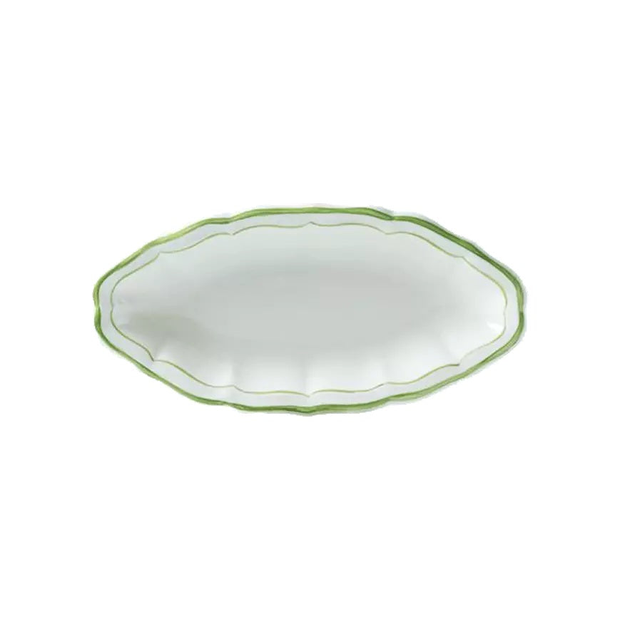 Gien Les Filets | Pickle Dish: Fine earthenware with hand-painted rim and smooth, glazed finish, ideal for serving condiments, olives, or small accompaniments | Tableware & Serveware / Serving Dishes & Platters | 2Jour Concierge, your luxury lifestyle shop