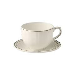 Les Filets Earthenware Jumbo Cup & Saucer with Hand-Painted Rim