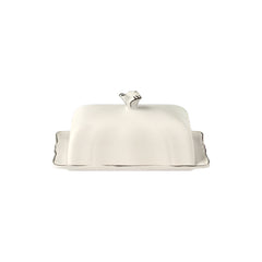 Les Filets Earthenware Butter Dish with Hand-Painted Rim