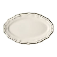 Les Filets Earthenware Oval Platter with Hand-Painted Rim
