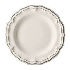 Les Filets Earthenware Deep Round Dish with Hand-Painted Rim