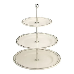 Les Filets Earthenware Three-Tier Cake Stand with Hand-Painted Rim