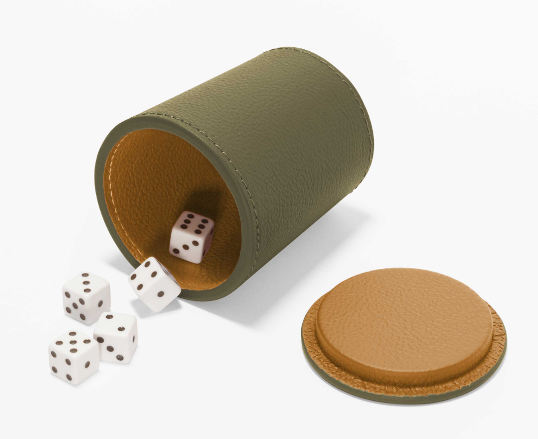 x Poltrona Frau Leather-Covered Dice Set With Tray