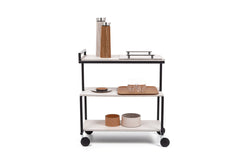Albert Metal Serving Trolley with Leather Floors and Details