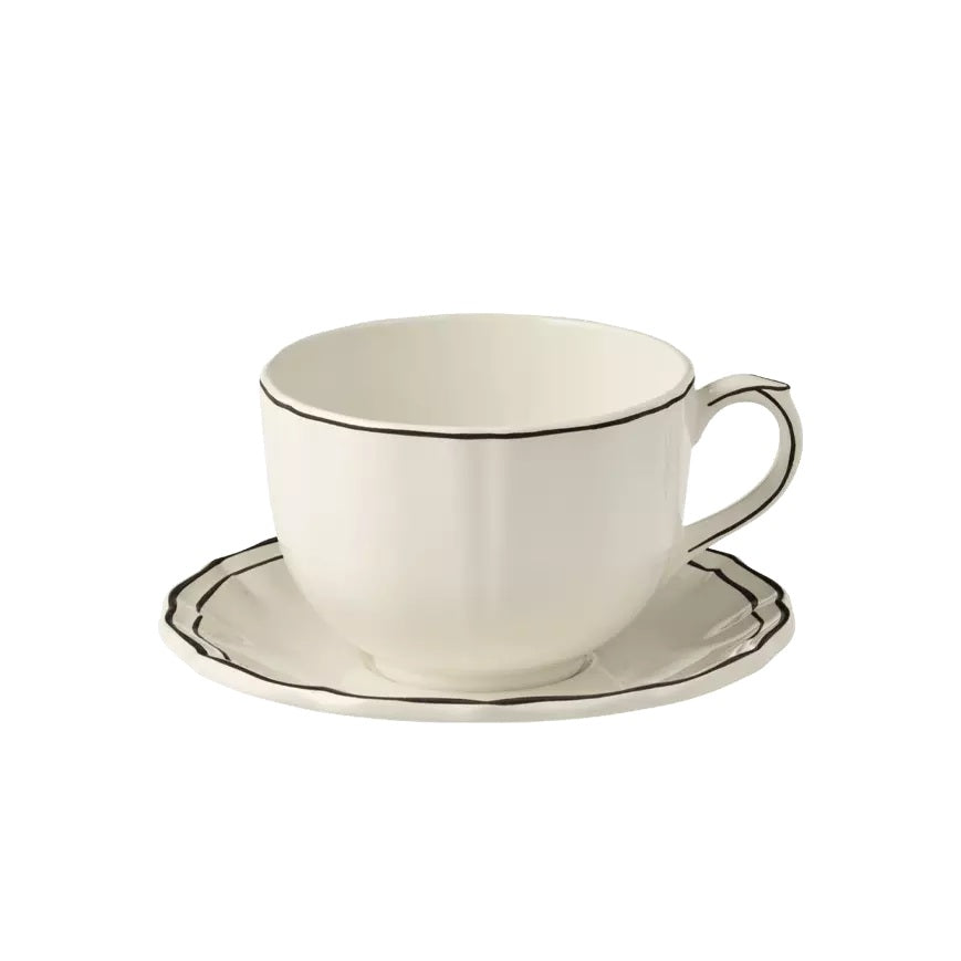 Gien Les Filets | Jumbo Cup & Saucer: Fine earthenware with hand-painted rim and smooth, glazed finish, ideal for generous servings of tea or coffee | Tableware & Serveware / Cups & Mugs | 2Jour Concierge, your luxury lifestyle shop