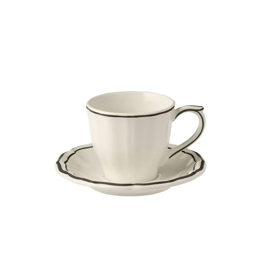 Gien Les Filets | US Tea Cup & Saucer: Fine earthenware with hand-painted rim and smooth, glazed finish, ideal for casual or formal tea moments | Tableware & Serveware / Cups & Mugs | 2Jour Concierge, your luxury lifestyle shop