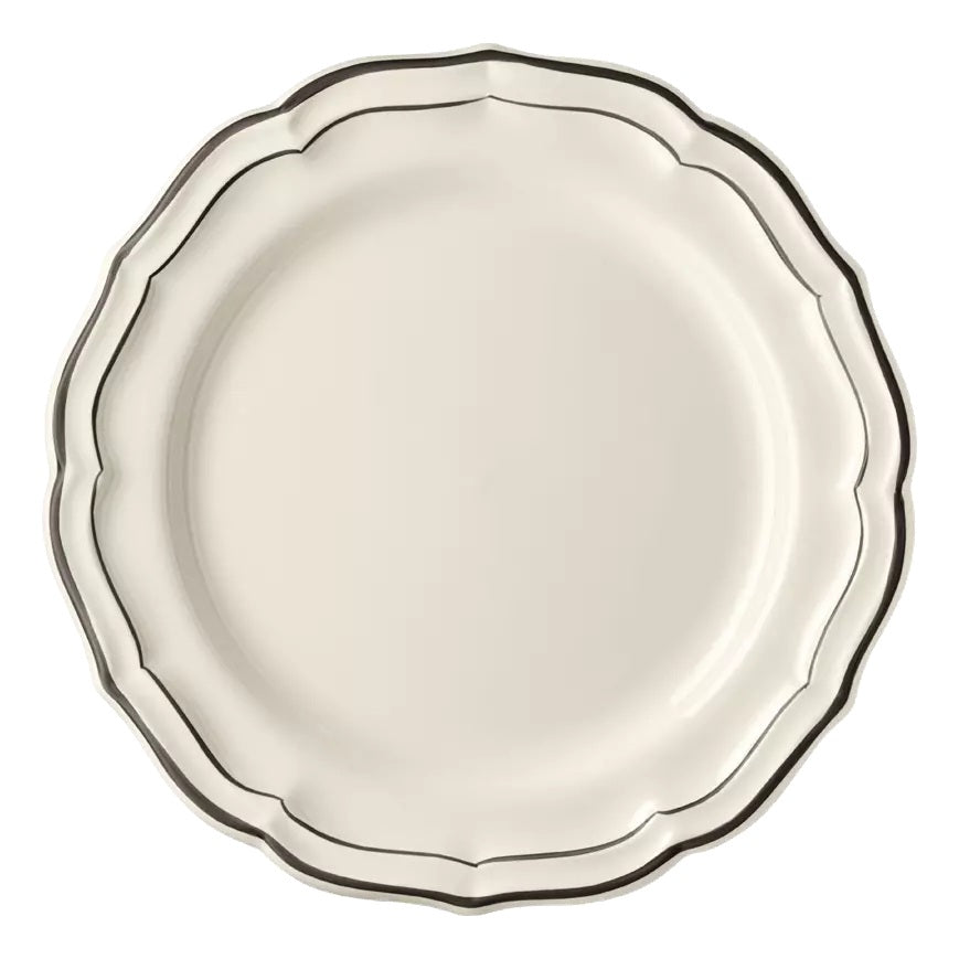 Les Filets Earthenware Dinner Plate with Hand-Painted Rim