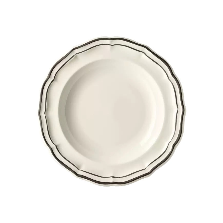 Les Filets Earthenware Rim Soup Plate with Hand-Painted Rim