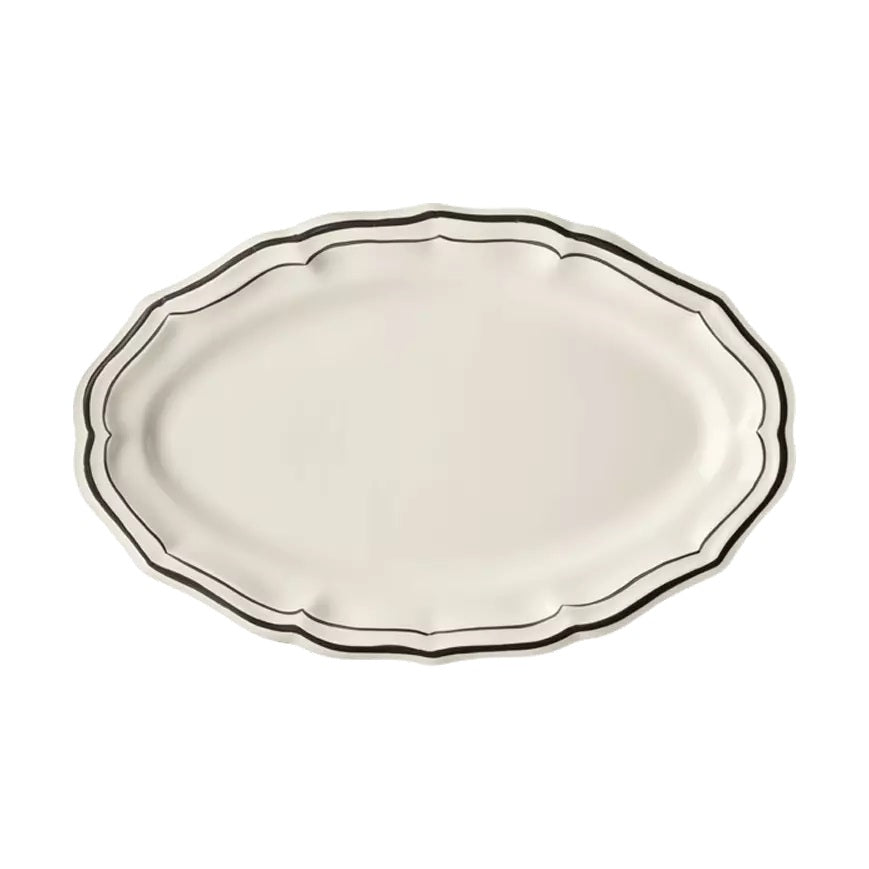 Gien Les Filets | Oval Platter: Fine earthenware with hand-painted rim and smooth, glazed finish, perfect for serving meats, vegetables, or composed dishes | Tableware & Serveware / Serving Dishes & Platters | 2Jour Concierge, your luxury lifestyle shop