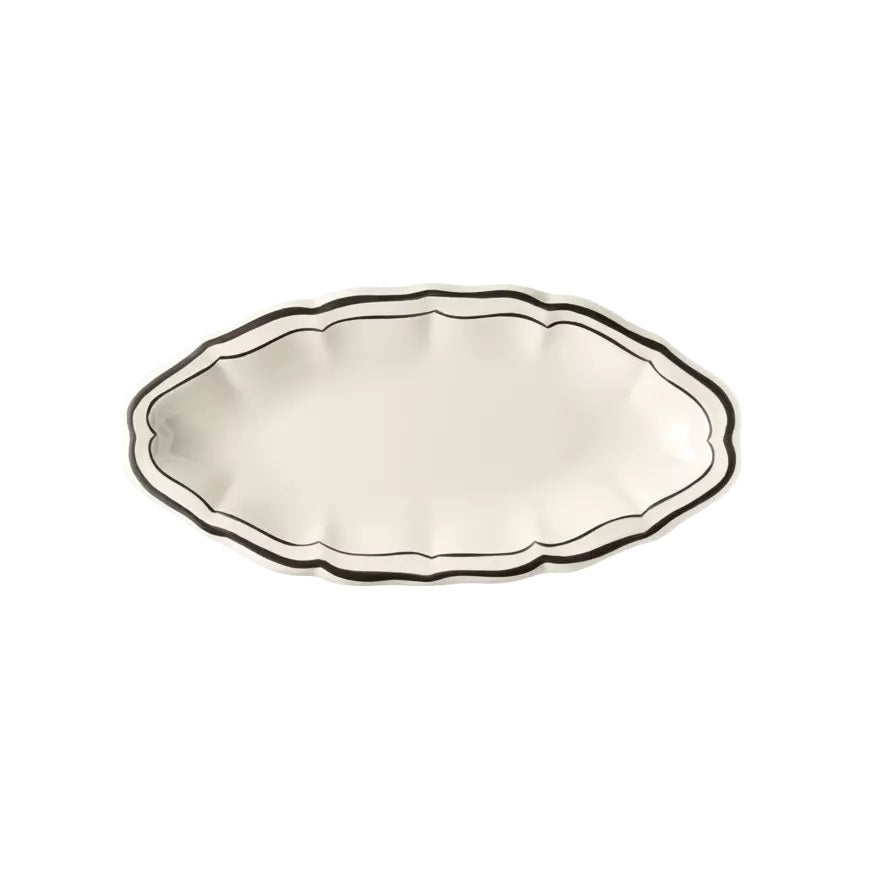 Gien Les Filets | Pickle Dish: Fine earthenware with hand-painted rim and smooth, glazed finish, ideal for serving condiments, olives, or small accompaniments | Tableware & Serveware / Serving Dishes & Platters | 2Jour Concierge, your luxury lifestyle shop