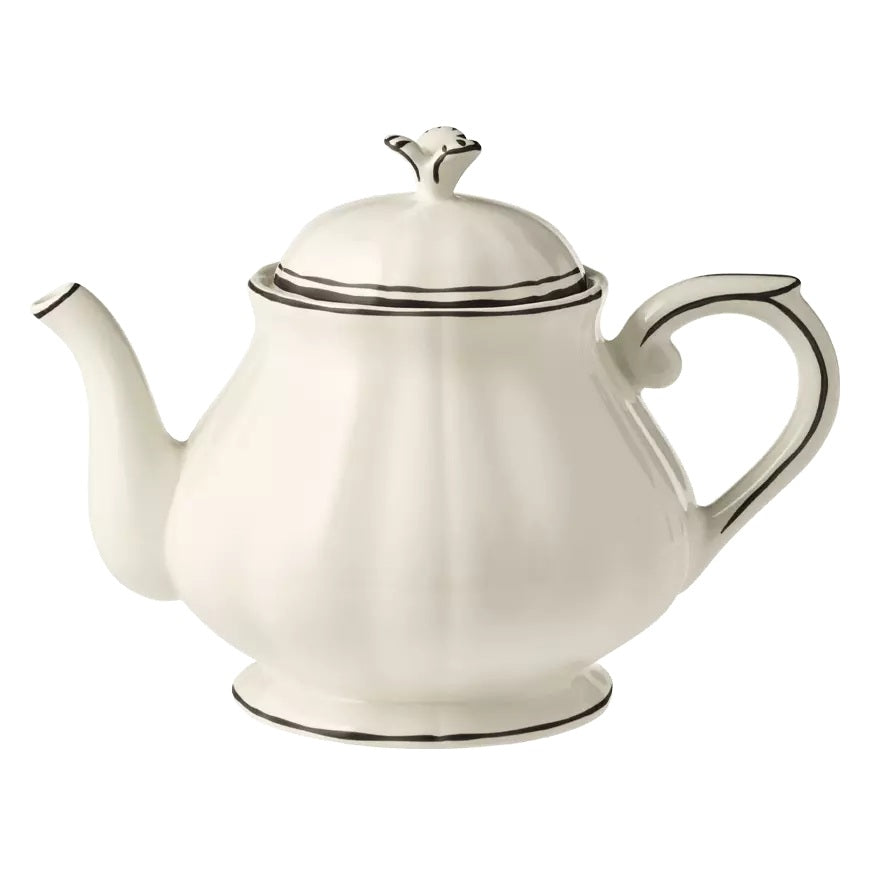 Gien Pivoines Vertes | Teapot: Fine earthenware with hand-painted green floral motif and smooth, glazed finish, perfect for refined tea presentation | Tableware & Serveware / Tea & Coffee Pots | 2Jour Concierge, your luxury lifestyle shop
