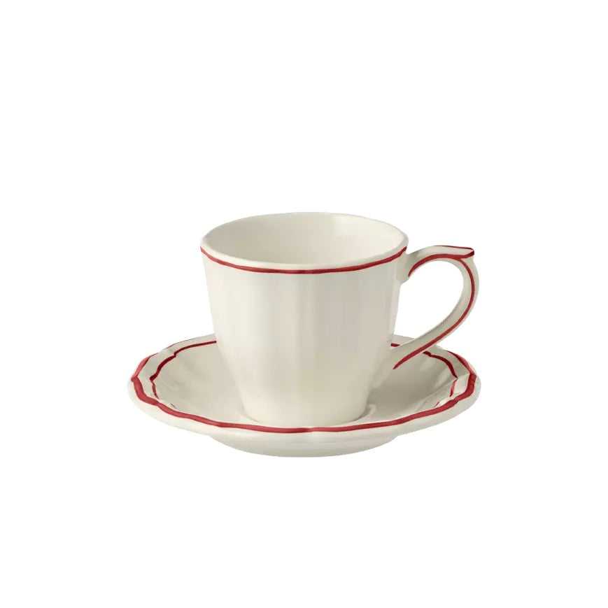 Gien Les Filets | US Tea Cup & Saucer: Fine earthenware with hand-painted rim and smooth, glazed finish, ideal for casual or formal tea moments | Tableware & Serveware / Cups & Mugs | 2Jour Concierge, your luxury lifestyle shop