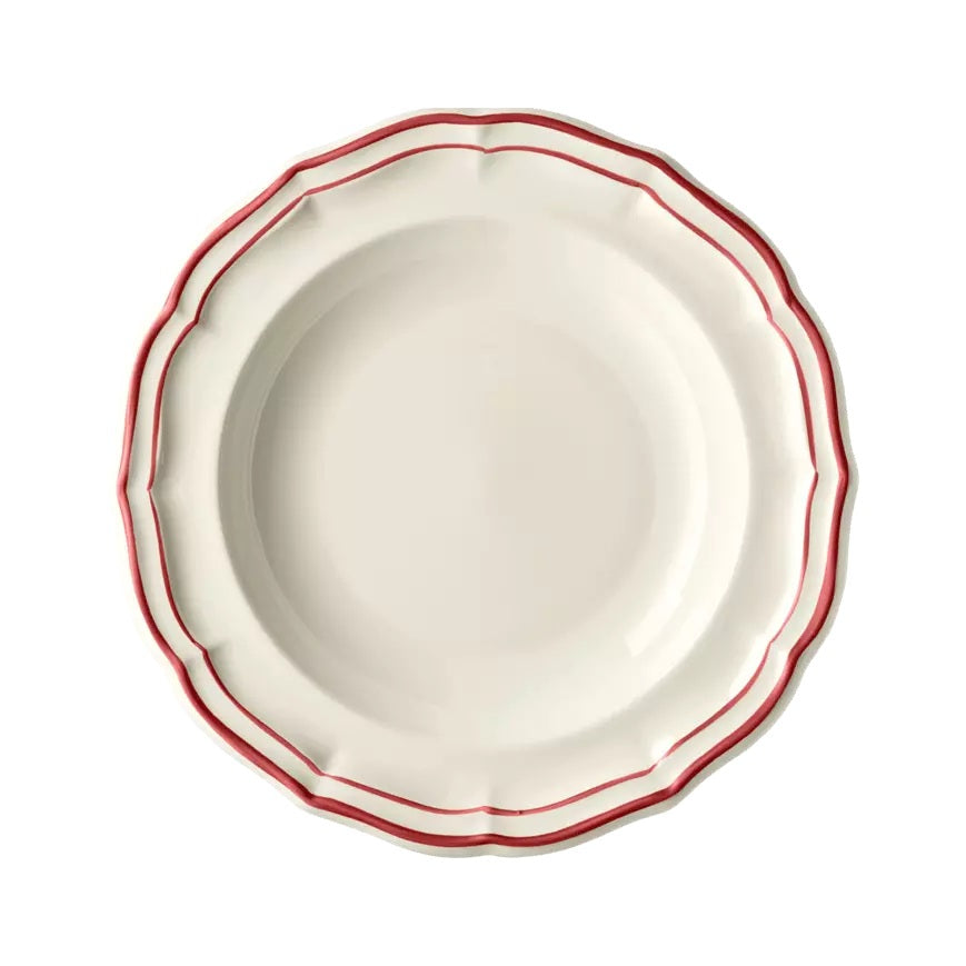 Les Filets Earthenware Rim Soup Plate with Hand-Painted Rim