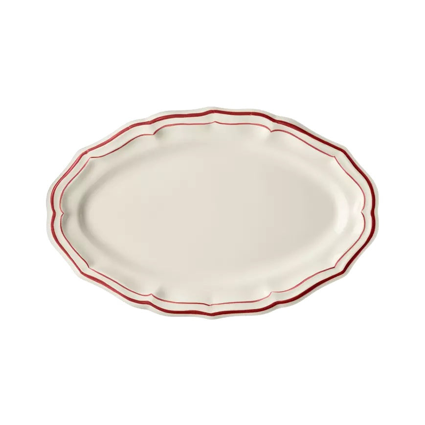 Gien Les Filets | Oval Platter: Fine earthenware with hand-painted rim and smooth, glazed finish, perfect for serving meats, vegetables, or composed dishes | Tableware & Serveware / Serving Dishes & Platters | 2Jour Concierge, your luxury lifestyle shop