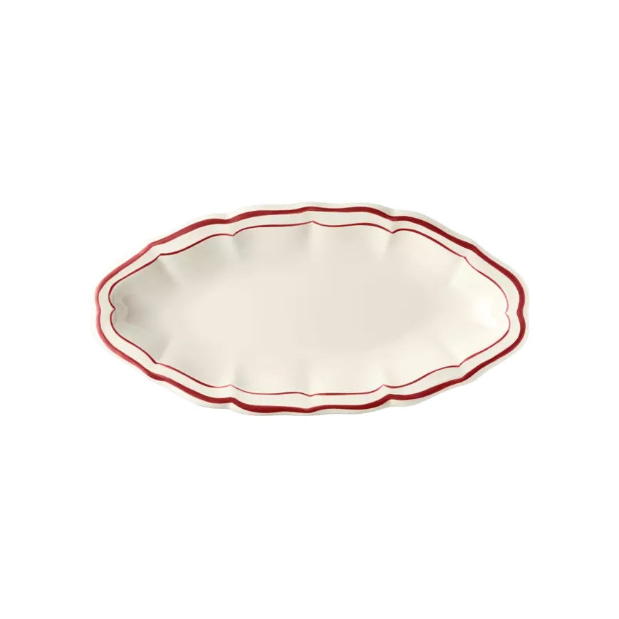 Gien Les Filets | Pickle Dish: Fine earthenware with hand-painted rim and smooth, glazed finish, ideal for serving condiments, olives, or small accompaniments | Tableware & Serveware / Serving Dishes & Platters | 2Jour Concierge, your luxury lifestyle shop