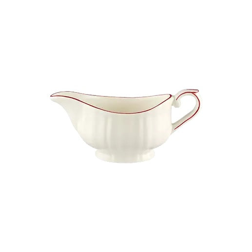 Gien Les Filets | Gravy Boat: Fine earthenware with hand-painted rim and smooth, glazed finish, perfect for serving sauces or gravies in timeless style | Tableware & Serveware / Sauce & Gravy Boats | 2Jour Concierge, your luxury lifestyle shop