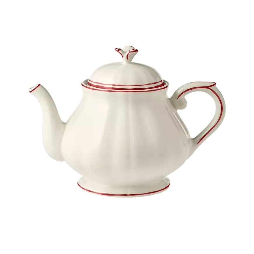 Gien Pivoines Vertes | Teapot: Fine earthenware with hand-painted green floral motif and smooth, glazed finish, perfect for refined tea presentation | Tableware & Serveware / Tea & Coffee Pots | 2Jour Concierge, your luxury lifestyle shop