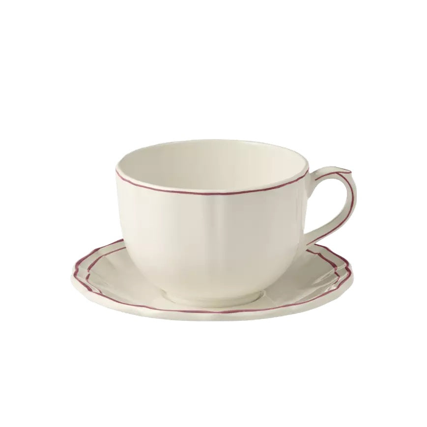 Gien Les Filets | Jumbo Cup & Saucer: Fine earthenware with hand-painted rim and smooth, glazed finish, ideal for generous servings of tea or coffee | Tableware & Serveware / Cups & Mugs | 2Jour Concierge, your luxury lifestyle shop