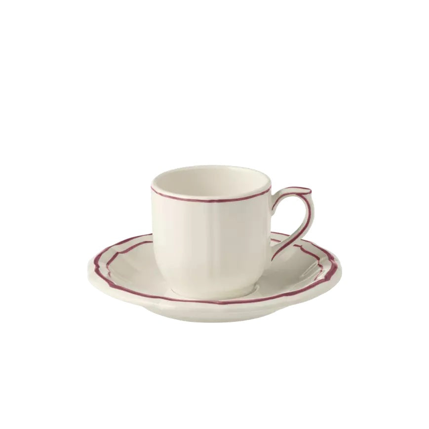 Gien Les Filets | Espresso Cup & Saucer: Fine earthenware with hand-painted rim and smooth, glazed finish, perfect for serving espresso in timeless style | Tableware & Serveware / Cups & Mugs | 2Jour Concierge, your luxury lifestyle shop
