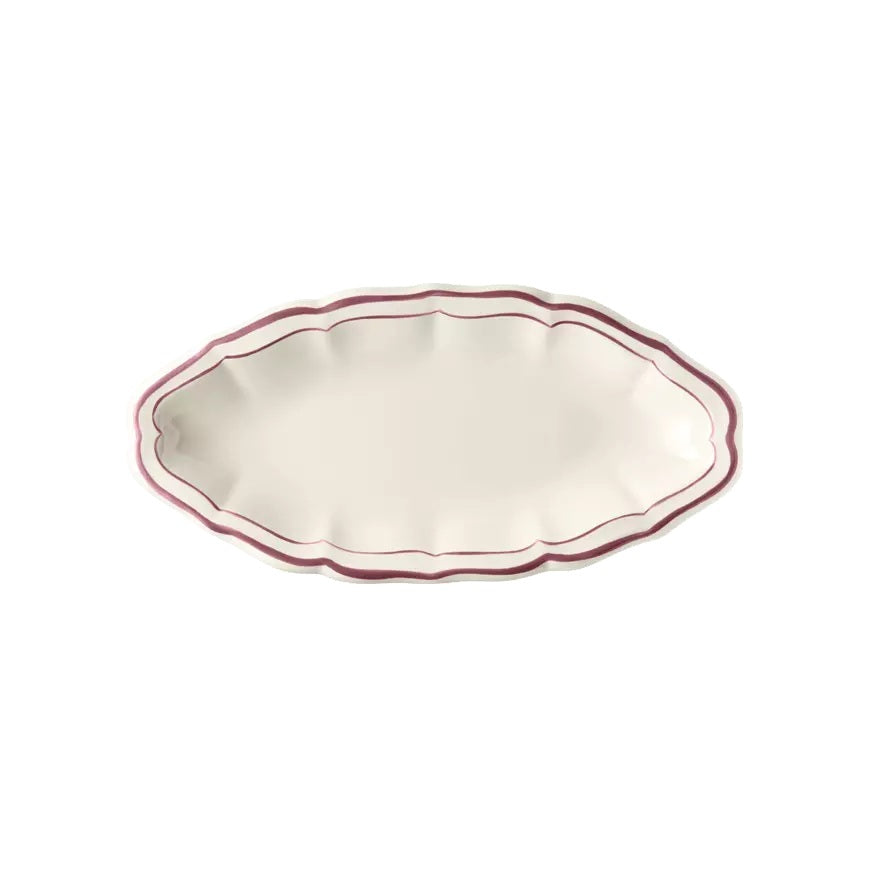 Gien Les Filets | Pickle Dish: Fine earthenware with hand-painted rim and smooth, glazed finish, ideal for serving condiments, olives, or small accompaniments | Tableware & Serveware / Serving Dishes & Platters | 2Jour Concierge, your luxury lifestyle shop
