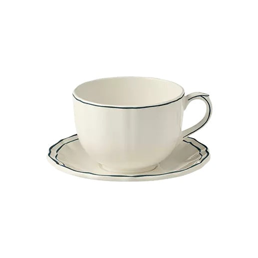 Gien Les Filets | Jumbo Cup & Saucer: Fine earthenware with hand-painted rim and smooth, glazed finish, ideal for generous servings of tea or coffee | Tableware & Serveware / Cups & Mugs | 2Jour Concierge, your luxury lifestyle shop