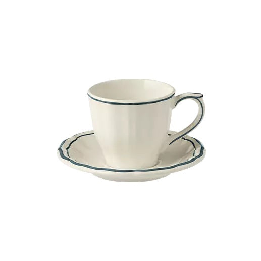 Gien Les Filets | US Tea Cup & Saucer: Fine earthenware with hand-painted rim and smooth, glazed finish, ideal for casual or formal tea moments | Tableware & Serveware / Cups & Mugs | 2Jour Concierge, your luxury lifestyle shop