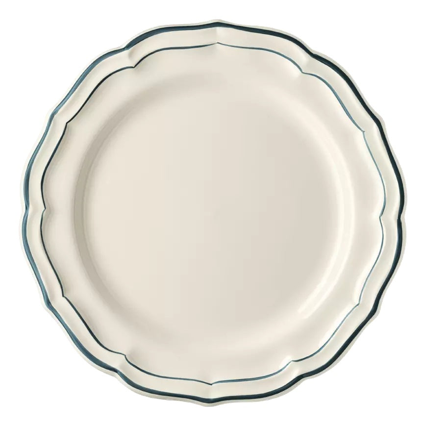 Les Filets Earthenware Dinner Plate with Hand-Painted Rim