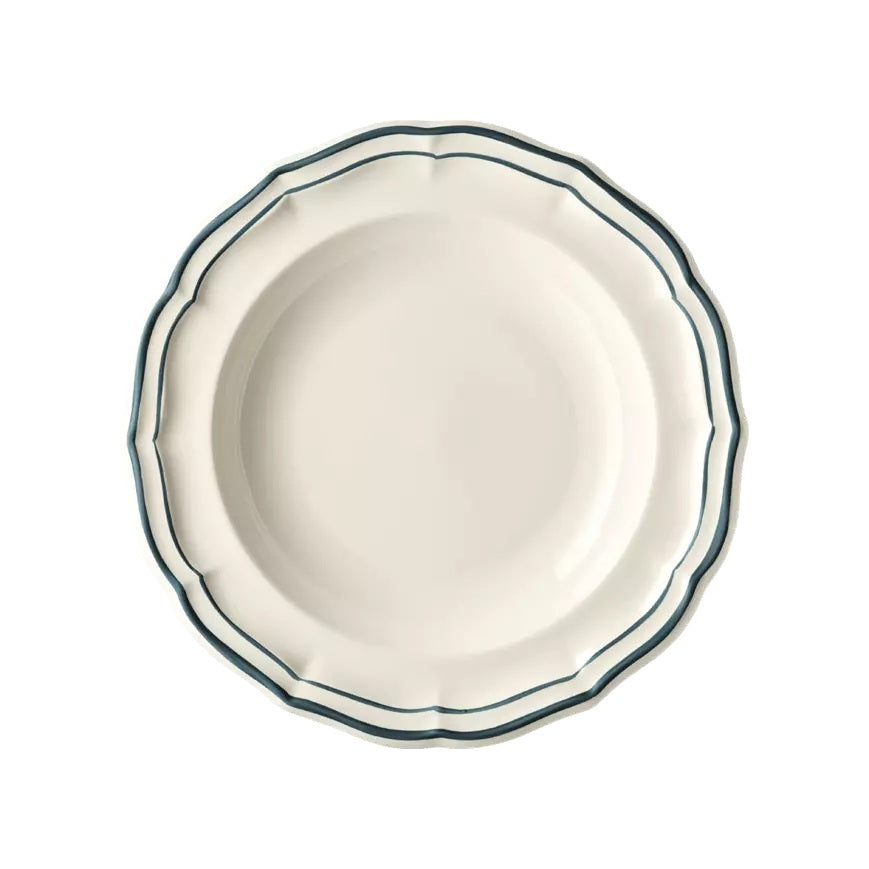 Les Filets Earthenware Rim Soup Plate with Hand-Painted Rim