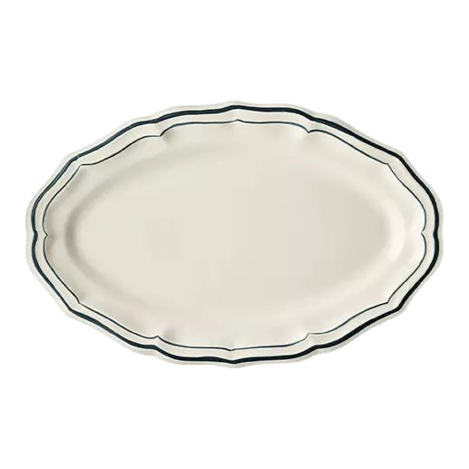 Gien Les Filets | Oval Platter: Fine earthenware with hand-painted rim and smooth, glazed finish, perfect for serving meats, vegetables, or composed dishes | Tableware & Serveware / Serving Dishes & Platters | 2Jour Concierge, your luxury lifestyle shop