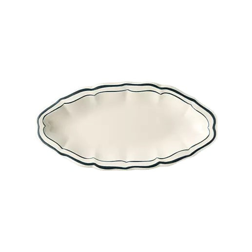Gien Les Filets | Pickle Dish: Fine earthenware with hand-painted rim and smooth, glazed finish, ideal for serving condiments, olives, or small accompaniments | Tableware & Serveware / Serving Dishes & Platters | 2Jour Concierge, your luxury lifestyle shop