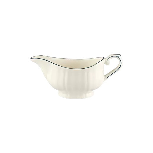 Gien Les Filets | Gravy Boat: Fine earthenware with hand-painted rim and smooth, glazed finish, perfect for serving sauces or gravies in timeless style | Tableware & Serveware / Sauce & Gravy Boats | 2Jour Concierge, your luxury lifestyle shop