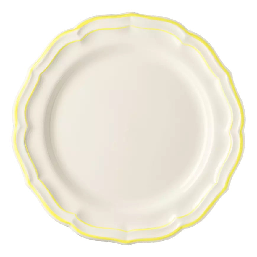 Les Filets Earthenware Dinner Plate with Hand-Painted Rim