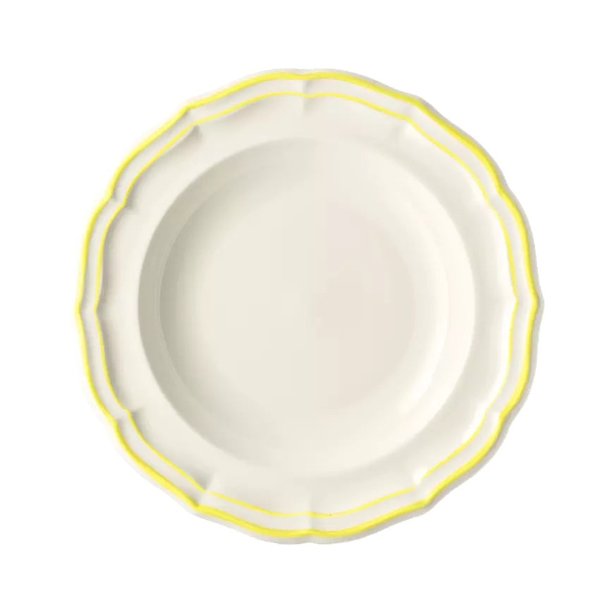 Les Filets Earthenware Rim Soup Plate with Hand-Painted Rim