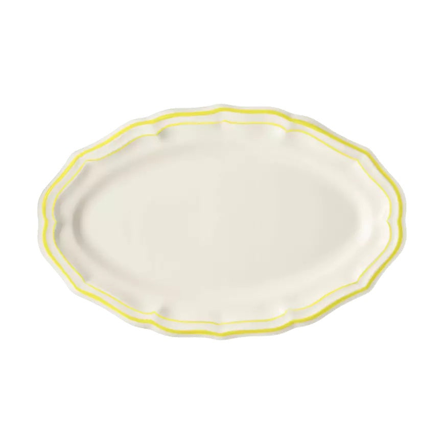 Gien Les Filets | Oval Platter: Fine earthenware with hand-painted rim and smooth, glazed finish, perfect for serving meats, vegetables, or composed dishes | Tableware & Serveware / Serving Dishes & Platters | 2Jour Concierge, your luxury lifestyle shop